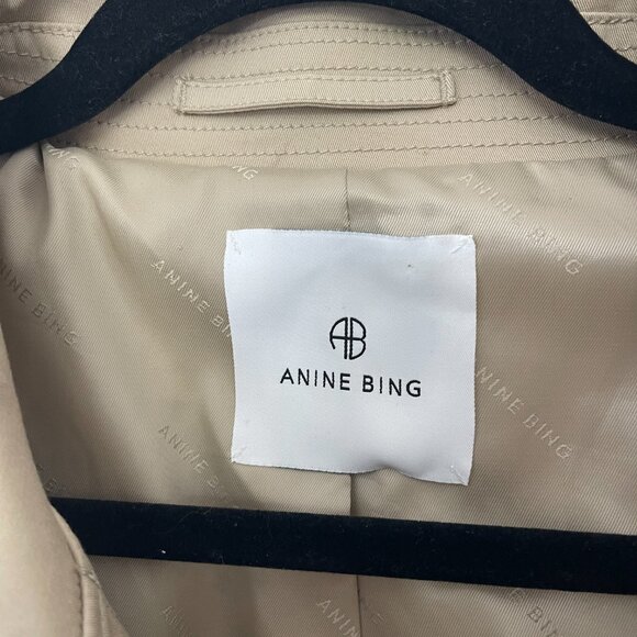 Anine Bing Randy Oversized Trench Coat in Beige Size Medium with Marker Spots - Picture 3 of 16